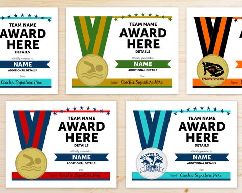 Paper Plate Awards, Swimming Awards, School Award Certificates, Recruitment Campaign, Captain Gifts, School Awards, Award Ideas, Swim Party, Awards Certificates Template