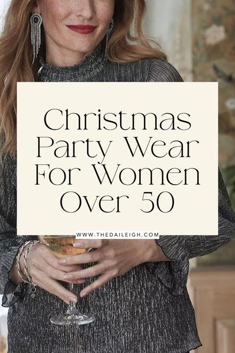 Christmas party wear ideas for women over 50 Casual Dress For Christmas Party, Christmas Party Dress For Women Over 40, Outfit Ideas For Holidays, Ladies Christmas Outfits, What To Wear To A Christmas Party Casual, Business Casual Holiday Outfit, Christmas Casual Outfits Holiday Parties, Classic Christmas Outfit, Holiday Dresses Christmas Parties