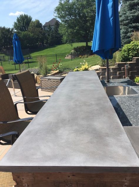 Order now for spring delivery. Custom Concrete Bar Tops, Table Tops and Counters. Made in Bloomington, MN. Shipped Nationwide. Concrete Bar Top, Concrete Countertop Ideas, Outdoor Concrete Countertops, Rooftop Vibes, Concrete Bar, Concrete Table Top, Bar Counter Design, Concrete And Wood, Bar Tops