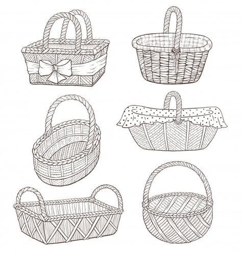 Basket Illustration, Fish Basket, Basket Collection, Basket Drawing, Wreath Drawing, Flower Therapy, Basket Design, Fruit Art, Book Images