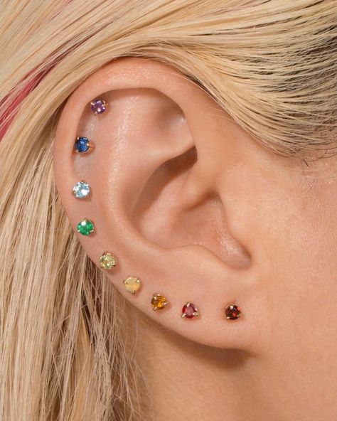 We’d say there’s gold at the end of the rainbow, but our rainbow is already made of gold (and it’s on sale!) #labordaysale Ear Makeup, Stone And Strand, Stud Piercing, End Of The Rainbow, Cool Piercings, Types Of Piercings, Homemade Beauty Tips, Purple Jewelry, Cool Gifts For Women