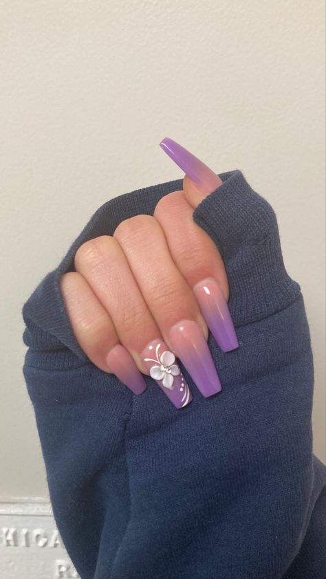 Sumner Nails, Acrylic Nails Medium Length, Butterfly Acrylic Nails, Acrilyc Nails, Purple Nail Art, Square Nail Designs, Purple Nail, Coffin Shape Nails, Summer Acrylic Nails