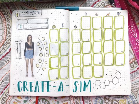 sims 4 bullet journal create a sim monthly spread for april 2020 Sims 4 Journal, Sims Journal, Sims 4 Planner, Sims Planner, Boulet Journal, Bullet Journal Monthly, Bullet Journal Monthly Spread, Sims Houses, Bullet Journal Paper