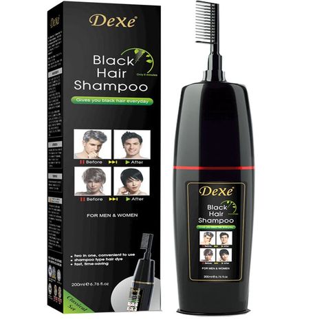 Dexe Instant Black Hair Shampoo Dye, Hair Color Shampoo for Gray Hair -Magic Hair Dye Shampoo For Men & Women- Semi Permanent Hair Color Depositing Conditioner-Mild Plant Formula--Ammonia Free-100% Gray Coverage-Safe & Easy & Quick -Lasts 30 Days Color Conditioner 200ml (200ml, Black) Black Hair Shampoo, Shampoo For Men, Shampoo For Gray Hair, Hair Dye Shampoo, Grey Hair Coverage, Hair Magic, Mens Shampoo, Color Conditioner, Dye Hair