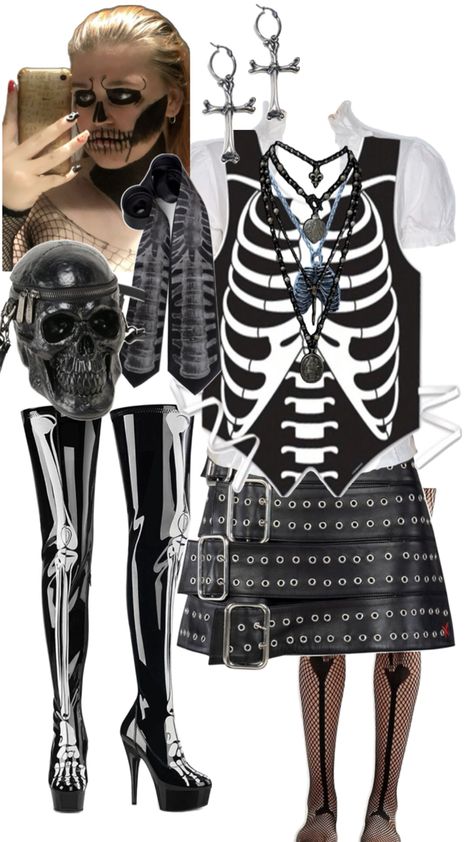 Outfit layout- grim reaper meets businesswoman Outfit Layout, Grim Reaper, Business Women, Skeleton, Layout