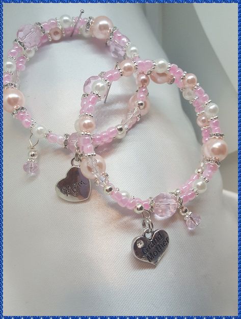 [CommissionsEarned] 'Pearl Jewelry/Memory Wire Bracelet/*Free Shipping*/ It's A Girl Bracelets/Stacker Bracelet/ Handmade/Hypoallergenic, Nickel-Free Jewelry, Gifts For Her Gender Reveal Jewelry/Charm Bracelets For Mom And Grandma/ Pink Pearljewelry/Stacker Bracelet/ Handmade Jewelry/Hypoallergenic/Nickel-Free Jewelry/Gifts For Her Matching Mother - Daughter Bracelets - Makes A Great Gift For Expectant Moms! These Bracelets Were Made Using Memory Wire And Wrap Two #jewelrygiftaesthetic Mothers Day Beaded Bracelets, Beaded Matching Bracelets, Cute Pink Bracelets, Pretty Bracelets Bead, Cute Pink Jewelry, Pink Bracelet Aesthetic, Pink Jewelry Aesthetic, Pink Jewerly, Cute Handmade Gifts