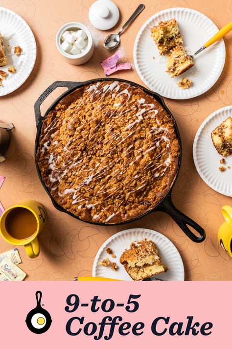 We’ll never spoil a great film, but if you’ve seen 9 to 5, you know that a simple cup of coffee can kick off a lot of drama—if you know, you know. Inspired by Dolly Parton’s performance in this classic film, we created a coffee cake that’s got layers of streusel and is fit to be shared. Bake it up for your next office get-together in our special edition Dolly Parton cast iron and pour yourself a cup of ambition.  Level: Beginner Prep time: 20 minutes Cook time: 35 minutes Serves: 16-20 Lodge Cast Iron Recipes, Cast Iron Dutch Oven Cooking, Cup Of Ambition, 5 Cake, Iron Recipes, Cinnamon Streusel, Dutch Oven Cooking, Cast Iron Recipes, Cast Iron Dutch Oven