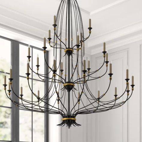 Currey & Company Folgate 8-Light Chandelier | Perigold Large Chandelier High Ceilings, Black Modern House, Baroque Chandelier, Wrought Iron Chandelier, Unusual Lamps, Foyer Lighting Fixtures, Tiered Chandelier, Entry Lighting, Iron Chandelier