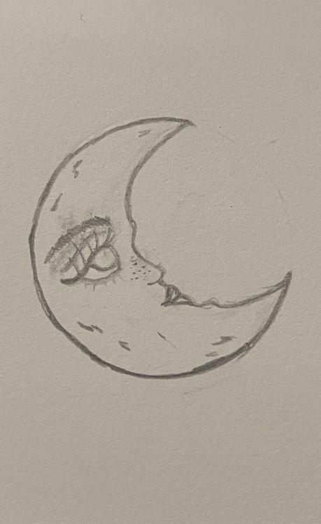 How To Draw A Moon Crescent, Grunge Moon Drawing, Easy Aesthetic Drawings Grunge, Moon Drawing Pencil Sketches, Moon Sketch Aesthetic, Moon Cute Drawing, How To Draw A Moon, Aesthetic Moon Drawing, Moon Easy Drawing