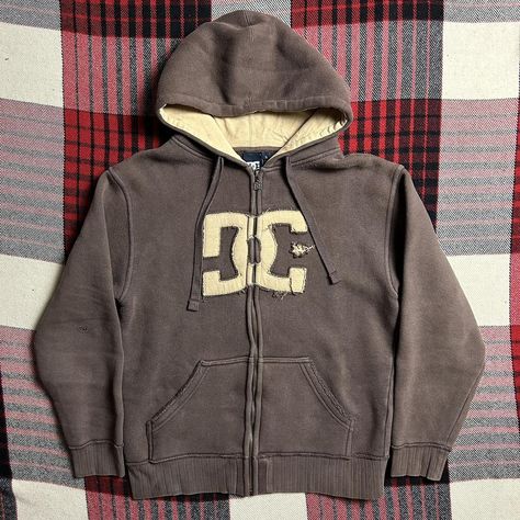 Vintage Y2K DC Shoes Skate Zip Up Hoodie Thick and... - Depop Dc Zip Up Hoodie, Vintage Zip Up, Vintage Dc Shoes, Y2k Zip Up, Brown Zip Up Outfit, Zip Hoodie Outfit Men, Y2k Outfits Brown, Zip Up Hoodie Outfit Men, Dc Shoes Outfit