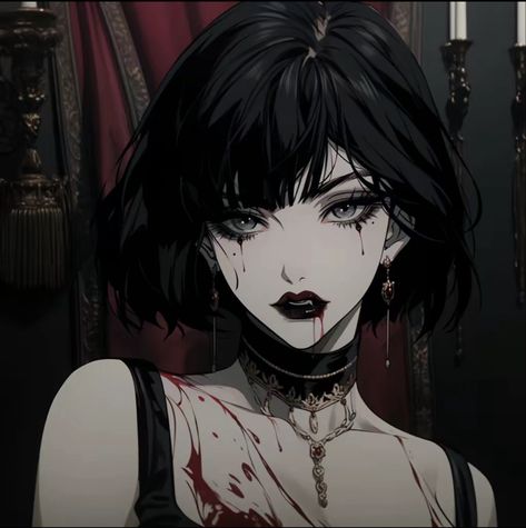 Dark Anime Pfp Female Icon, Vampire Girl Pfp, Gothic Girl Aesthetic, Gothic Anime Pfp, Vampire Pfp, Goth Girl Aesthetic, Anime Pp, Girl Pp, Goth Anime