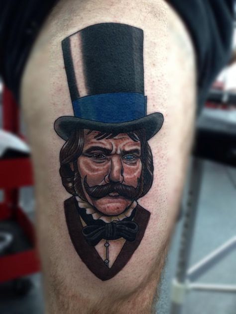 The butcher tattoo - Drew Shallis - Gangs of New York - Daniel Day Lewis The Mask Tattoo Jim Carrey, Jack Mosher Tattoo, Buffalo Bill Tattoo Silence Of The Lambs, David Foster Wallace Tattoo, Butcher Tattoo, Daniel Day Lewis Gangs Of New York, Daniel Day Lewis, Gangs Of New York, Daniel Day