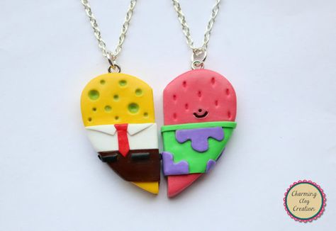 Hey, I found this really awesome Etsy listing at https://www.etsy.com/listing/219944066/spongebob-and-patrick-friendship Clay Birthday Gifts, Fimo Ring, Crea Fimo, Spongebob And Patrick, Bff Jewelry, Clay Diy Projects, Tanah Liat, Bff Necklaces, Friend Jewelry