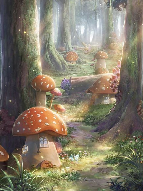 Forest Drawing, Min Min, Fantasy Forest, Fantasy Places, Fairytale Art, Forest Art, Mushroom Art, Fantasy Art Landscapes, Fantasy Aesthetic