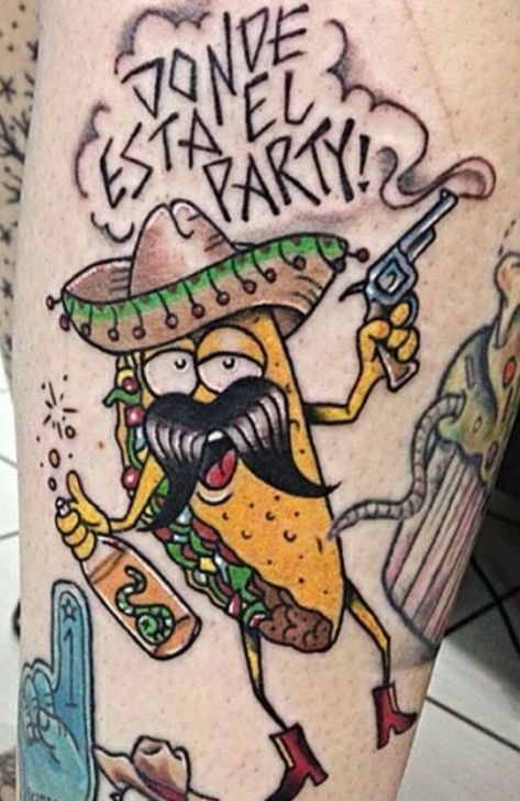 Taco Tattoo, Taco Tattoos, Key Tattoo Designs, Mexico Tattoo, Mexican Tattoo, Tattoo Thoughts, Food Tattoos, Tattoo Time, Key Tattoo