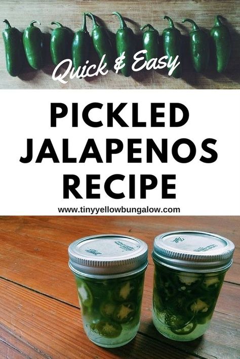 Quick & Easy pickled jalapenos recipe! A great way to use up that abundance of jalapenos from your summer garden, and the recipe is nearly waste free! :) Jalapeños Recipes, Pickled Jalapenos Recipe, Pepper Ideas, Red Pepper Jelly Recipe, Pickled Jalapeno Recipe, Jalapeno Recipe, Yellow Bungalow, Canning Gifts, Canning Peppers