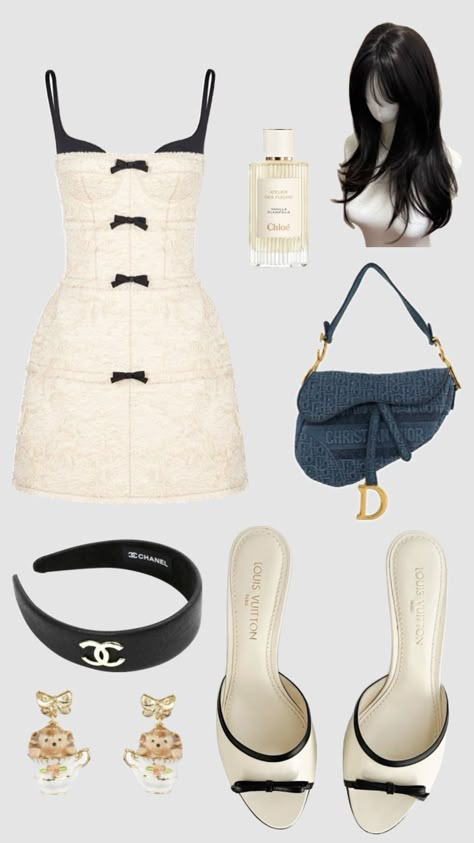 #goingout#fit#outfitidea#outfitinspo#beigeandblack#beige#aesthetic#simplefit#chanel# Chanel Outfit Classy, Chanel Outfit Classy Chic, Chanel Aesthetic Outfit, Chanel Style Outfits, Beige Dress Outfit, Preppy Chic Outfits, Famous Outfits, Chanel Outfit, Chic Fall Outfits