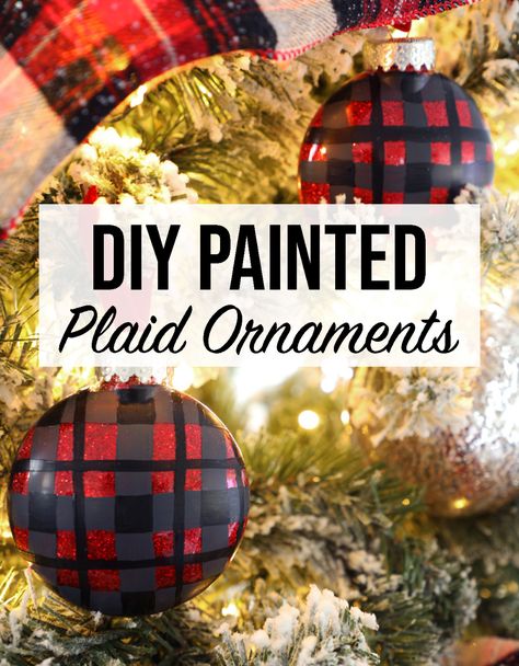 Paint plaid ornaments with these simple steps. Beautiful DIY Christmas ornaments. Learn how to add glitter to glass ornaments and paint them plaid. #GlitteredItWithGlitterIt #ChristmasDecor #ChristmasCrafts #Ornaments Tartan Plaid Christmas Ornaments, Diy Plaid Christmas Ornaments, How To Paint Plaid, Hristmas Crafts, Paint Plaid, Christmas Crafts Diy Kids, Diy Plaid, Plaid Christmas Ornaments, Plaid Ornaments