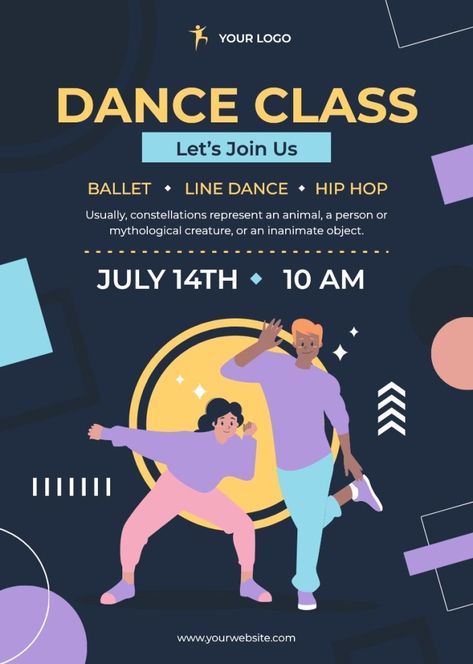 Hand-drawn Dance School Class Poster Dance Class Poster, Dance Event Poster, Class Poster Design, Dance Poster Design, Dance Posters, Singing Classes, Dance Artwork, Dancer Poster, Dance Logo