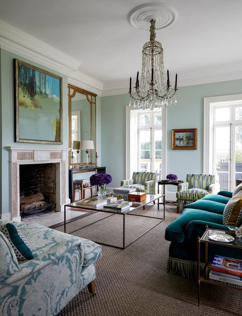 Georgian Interiors Traditional Living Room, Georgian Rectory, Modern Georgian, Landscape House, Kitchen Colour Combination, Blue Interiors, Georgian Interiors, English Manor Houses, English Country Style