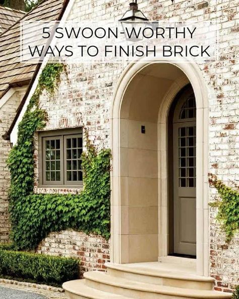 German smear, slurry,whitewash, paint, and limewash are great solutions, but what exactly are they. We'll talk about each technique and when to use each one Brick Rambler Exterior, Whitewashed Exterior Brick, Modernize Brick Exterior, Remodeling Brick House Exterior, Plaster Brick Exterior, Whitewashed Brick House Exterior, Like Washed Brick House, Shutter Colors On Red Brick House, Small Brick Colonial House Exterior