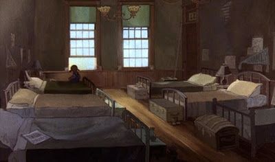 Animation Backgrounds: THE RESCUERS Orphanage Fantasy Art, Orphanage Bedroom, The Rescuers Disney, Bedroom Anime, Classroom Interior, The Rescuers, Anime Places, Disney Background, Living Room Background