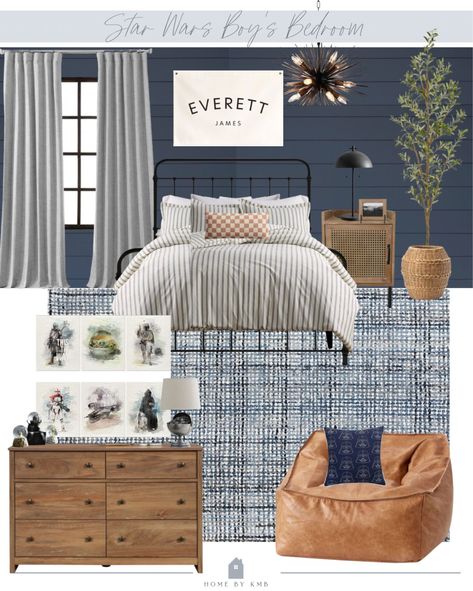 Pottery Barn Boy Room, Star Wars Bedroom Teen Boys, Teen Boy Room Wallpaper, Teen Boy Accent Wall Ideas, Slate Blue Boys Bedroom, Industrial Kids Room, Modern Vintage Boys Room, Navy Toddler Boy Room, Timeless Boys Bedroom