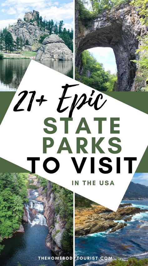 The best state parks in America to add to your bucket list. State parks are oftentimes less crowded and cheaper than National Parks, but lead to the same AMAZING VIEWS. Come experience the diverse terrain of the United States State Parks. Start planning your next US road trip to these state parks today! #camping #hiking #hikes #nature #getoutdoors Best State Parks In America, State Parks Usa, United States Road Trip, Couples Trip, Dog Friendly Vacation, State Park Camping, Utah Vacation, Family Vacay, National Park Vacation