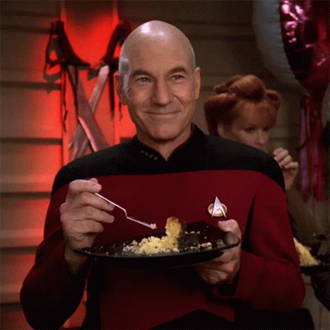 Happy Reaction Pic, Kira Nerys, Picard Star Trek, Jean Luc Picard, Smile Gif, Star Trek Series, Patrick Stewart, Star Show, Reaction Gifs