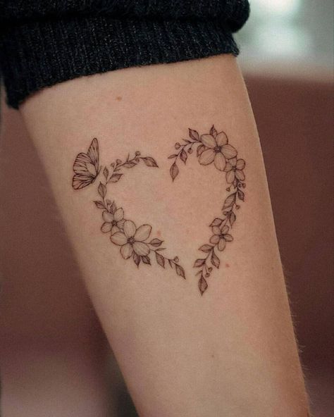 Heart Butterfly Tattoo, 86 Tattoo, Sunflower Tattoo Meaning, Tiny Butterfly Tattoo, Sunflower Tattoo Simple, Butterfly With Flowers Tattoo, Lavender Tattoo, Tiny Butterfly, Cute Tattoo