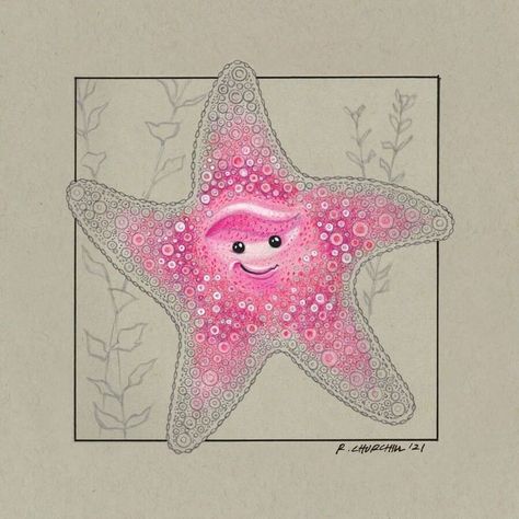 clever and sweet animal drawing Sea Star Drawing, Starfish Drawing, Star Drawing, Fish Drawings, Rock Painting Designs, Sea Star, Painting Designs, Zentangle Art, Sweet Animals