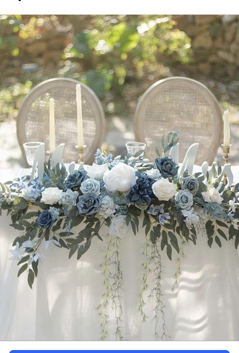 Dusty Blue Beach Wedding, 2024 Beach, Beach Wedding Tables, Blue Beach Wedding, Beach Wedding White, Ocean Wedding, Centerpieces Wedding, Blue Themed Wedding, Flower Centerpieces Wedding