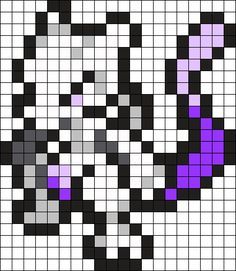 Mewtwo Pokemon Bead Pattern Perler Bead Pattern / Bead Sprite Perler Bead Pokemon Patterns, Mewtwo Pokemon, Pichu Pokemon, Hama Beads Pokemon, Pokémon Perler, Image Pixel Art, Pokemon Perler, Pokemon Mewtwo, Pokemon Cross Stitch