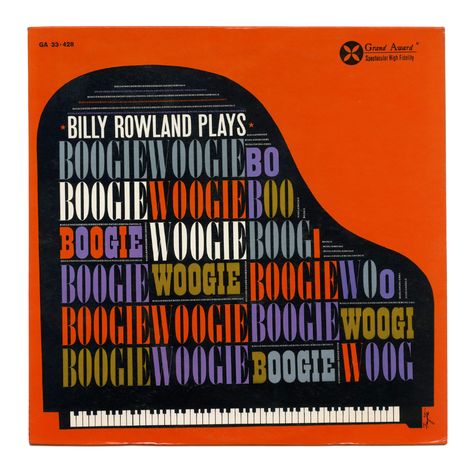 Billy Rowland – Billy Rowland Plays Boogie Woogie album art - Fonts In Use Record Jacket Design, Piano Illustration, Red Piano, Record Jacket, Cool Album Covers, Type Inspiration, Lp Cover, Piano Cover, Boogie Woogie