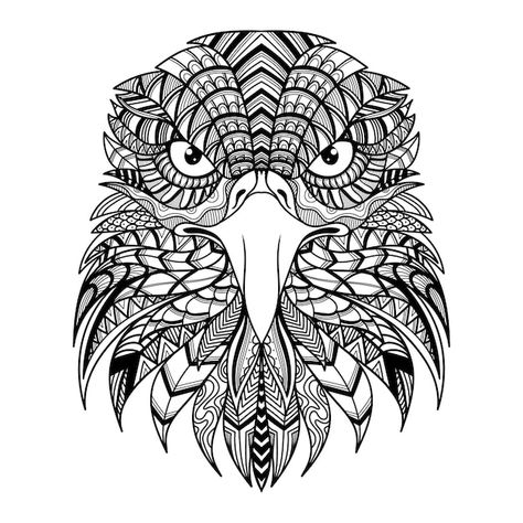 Animal Mandala Artworks, Free Printable Adult Coloring Pages, Mandala Tattoo Men, Bird Mandala, Philippine Eagle, Eagle Face, Owl Wings, Page Illustration, Eagle Drawing