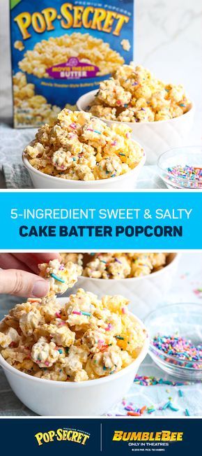 What movie night in would be complete without a delicious popcorn recipe? Check out this 5-Ingredient Sweet & Salty Cake Batter Popcorn made with Pop Secret® Movie Theater Butter to see how you can elevate your date nights in with this simple and creative snack. Plus, click to discover how you can get tickets to see the new movie "Bumblebee" in theatres—it's like you get two treats in one! Movie Theater Butter, Cake Batter Popcorn, Birthday Cake Batter, Candy Lady, Kid Chef, Road Trip Food, Popcorn Recipe, Salty Treats, Creative Snacks