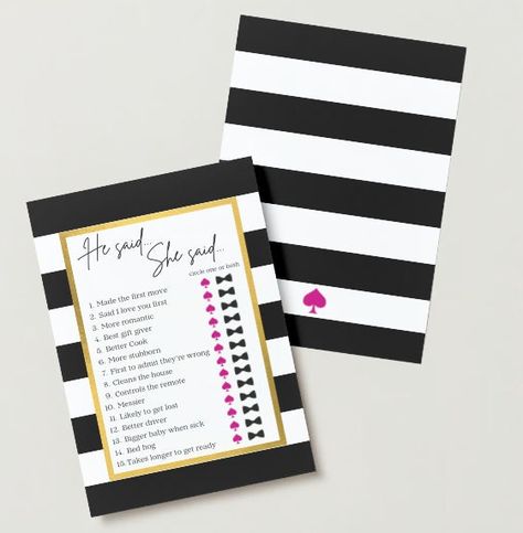 Arizona Bachelorette Party, Arizona Bachelorette, Bachelorette Game, Kate Spade Bridal, Best Gin, Kate Spade Inspired, Say Love You, He Said She Said, Bachelorette Games