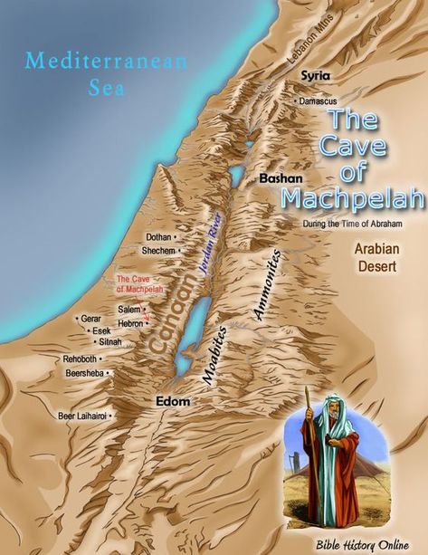 Map of the Cave of Machpelah Art History Paintings, Pop Art History, Bible Genealogy, Sodom And Gomorrah, Abraham And Sarah, Bible Dictionary, Bible Mapping, Bible History, Study Bible