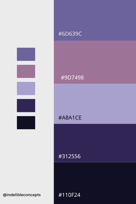 Violet, Light and Dark Purple Color Palette Inspiration. #violet #lightpurple #colorinspiration #graphicdesign #purple #branddesign #designtips #socialmediamarketing #contentcreation Dark Violet Color Palette, Dark Purple Color Palette, Poster Moodboard, Purple Color Palette, Color Palette Inspiration, Dark Purple Color, Purple Palette, Purple Color Palettes, Palette Inspiration