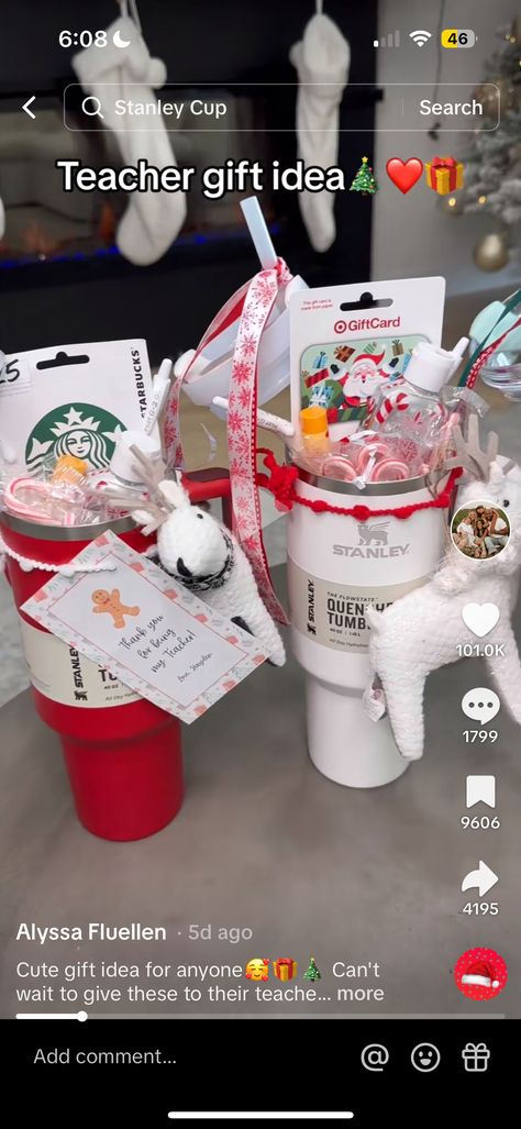 Winter Giveaway Ideas, Stanley Cup Gift Ideas Filled, Starbucks Teacher Gift Christmas, Stanley Cup Stuffed With Gifts, Stanley Cup Gift Ideas, Valentine’s Day Burr Basket, Stanley Cup Valentines Gift, Valentine’s Day Basket For Teen Girl, Valentines Stanley Cup