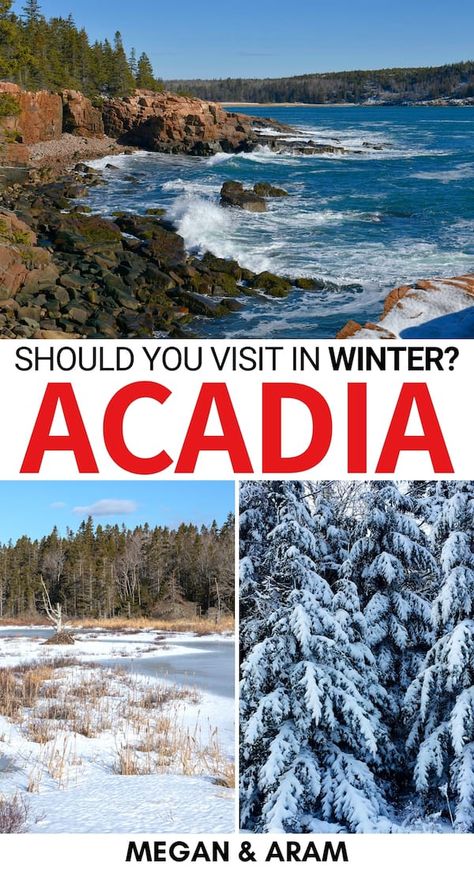 Acadia Hikes, Acadia National Park Winter, Places To Visit In Maine, Arcadia National Park, Travel Maine, Maine Winter, Winter Travel Destinations, Winter Things, Visit Usa