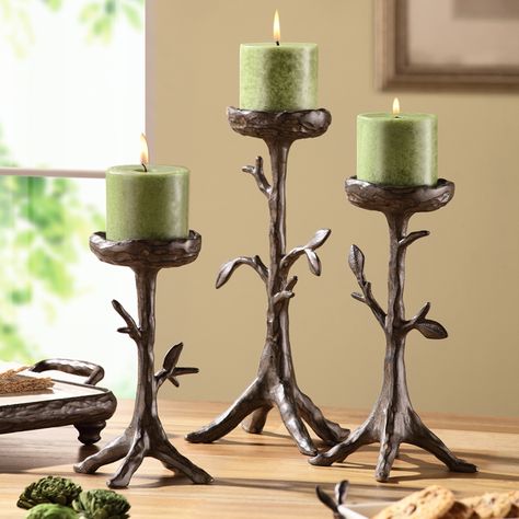 Candle Stick Holders, Twig Tree, Cottage In The Woods, Candle Tree, Flower Candle, Rose Wallpaper, Beautiful Furniture, Ceramic Flowers, Rustic Elegance