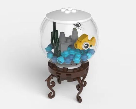 LEGO IDEAS - Tiny Fish Bowl Lego Fish Bowl, Tiny Lego Creations, Beta Fish Bowl Ideas, Lego Fish Tank, Lego Underwater, Fish Bowl Ideas, Lego Aquarium, Lego Creations Instructions, Fish Taco Bowl