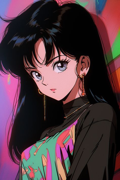 90s Anime Drawing, 90s Anime Women, Shoujo Pfp, Procreate References, 90s Anime Art, 90s Anime Style, Manga Face, 80s Anime, Anime Retro