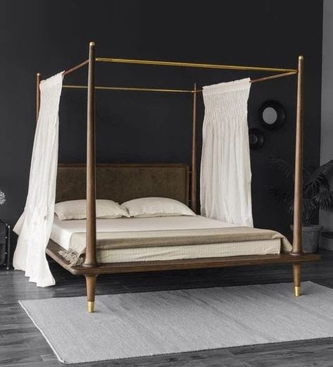 Mid Century Bed Frame, Bedroom Layouts For Small Rooms, Queen Size Canopy Bed, 4 Poster Bed, Bed Without Storage, Poster Beds, Mid Century Bed, 4 Poster Beds, Canopy Bed Frame