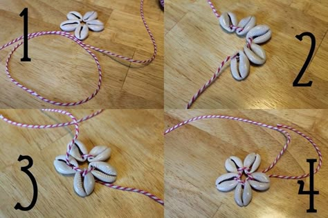 Cowrie Shell Flower Jewelry and Shoe Clips! Seashell Necklace Diy, Flower Necklace Diy, Shell Necklace Diy, Jewelry To Sell, Anklets Diy, Cowrie Shell Jewelry, Diy Jewelry To Sell, Shells Diy, Diy Collier