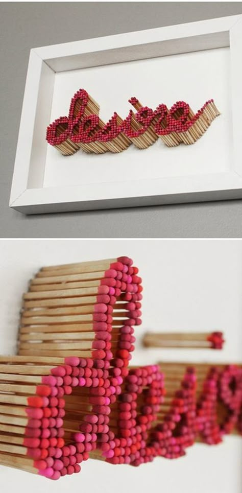 Pin de Katie Umhoefer en Room Decor DIY | Pinterest Text Sculpture, Astuces Diy, Match Stick, Outdoor Curtains, Décor Diy, Diy Projects To Try, String Art, Diy Inspiration, Repurpose