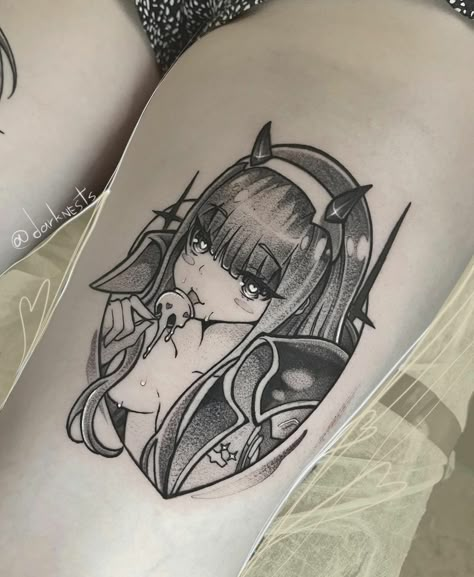 Zero Two Tattoo Ideas, Waifu Tattoo, Hen Tattoo, Japanese Tattoo Words, Knights Of Sidonia, Dragon Tattoo Sketch, Patriotic Tattoos, Tattoo Anime, Blue Rose Tattoos