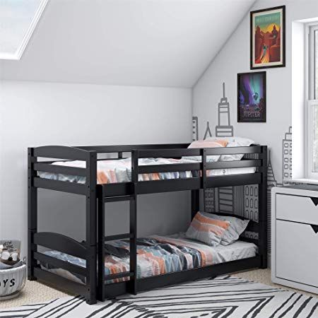 Double Deck Bed Ideas, Double Deck Bed, Bunk Beds Small Room, Solid Wood Bunk Beds, Double Bunk Beds, Low Bunk Beds, Twin Size Bed Frame, Guard Rail, Wood Bunk Beds