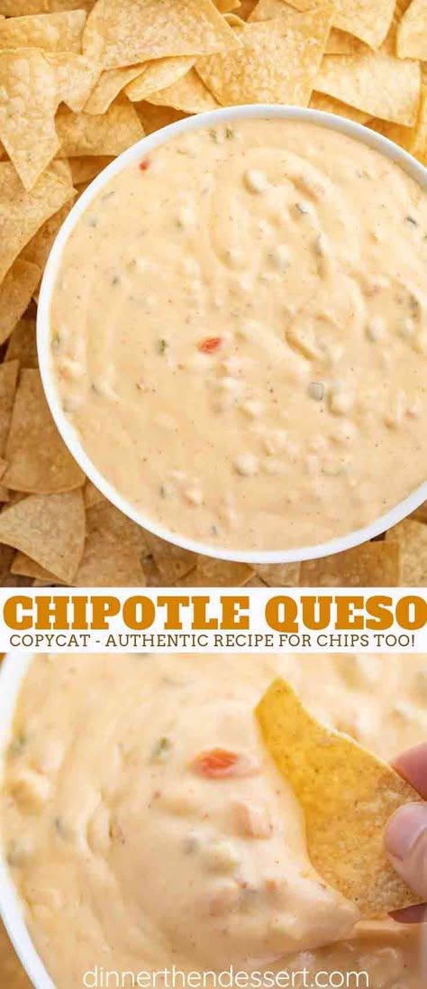 Chipotle Queso, Creamy Chili, Chipotle Copycat Recipes, Chili Cheese Dip, Chipotle Copycat, Chipotle Recipes, Chili Cheese Dips, Dinner Then Dessert, Queso Recipe